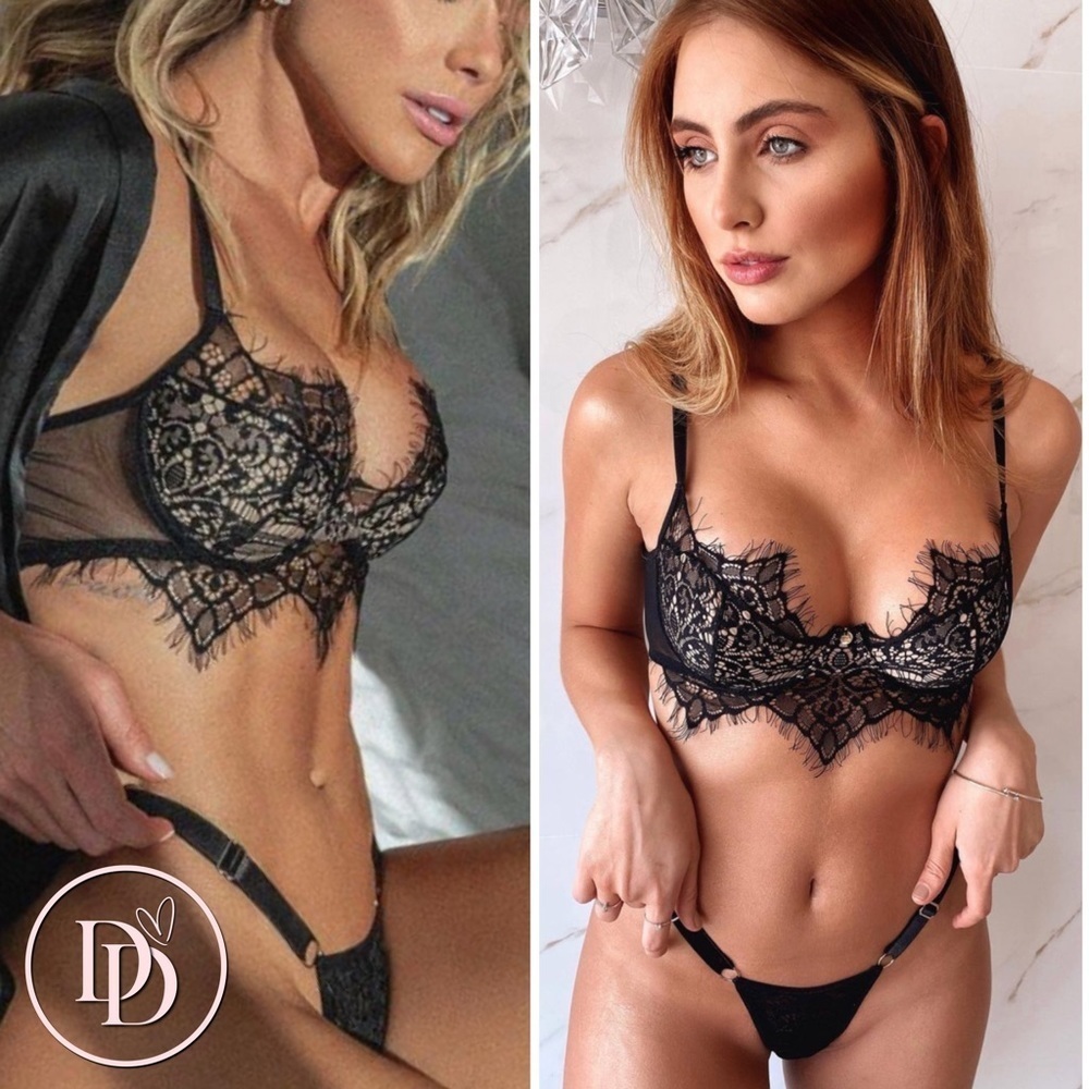 You’re my angel chantilly lace bra & Brazilian panty set